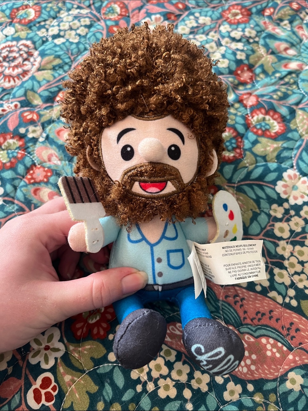 Bob Ross Plush Artist Doll - Blue Shirt, Brown Hair & Beard